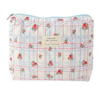 Fiorky Borsa Piccola for Trucco, Borsa da Toilette Portatile in Cotone, Borsa for Cosmetici Floreale da Donna Borsa for Trucco Trapuntata in Cotone Stampato Chiusura con Cerniera di Grande