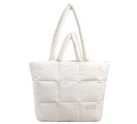 Fiorky Borsa Tote da Donna Imbottita in Piuma Trapuntata a Quadretti Tinta Unita - Autunno Inverno di Capacità (Bianco)