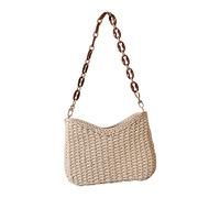 Fiorky Borse a mano in paglia intrecciata estiva, borsa a tracolla intrecciata Borsa a tracolla da donna Borsa a tracolla a catena in paglia tinta unita Borsa a tracolla Pochette da donna