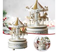 Fiorky Carillon Giostra Classico, Carillon Girevole Giostra Musicale Natalizia Figurina da Collezione da 6,3 Pollici Mini Carillon Carosello Decorazione Domestica Regali di Compleanno for