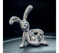 Fiorky Centrotavola con statuetta di coniglio, Sculture di coniglietto di cartone animato in stile moderno Ornamento di coniglio seduto in argento Decorazioni for interni di auto Tavolo da p