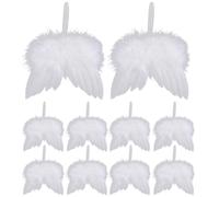 Fiorky Decorazione for albero di Natale, ali d'angelo, ornamento da appendere, ciondolo d'angelo, 10 pezzi, mini ali d'angelo bianche for decorazioni natalizie, feste, fai da te, matrimonio