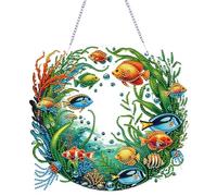 Fiorky Diamond Painting Art Sea World, Kit for pittura con diamanti 5D for adulti e bambini Decorazioni for finestre da giardino, Ghirlanda Pittura con diamanti fai te Punti Ciondolo Strass
