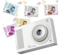 Fiorky Fotocamera Digitale, Mini Fotocamera Digitale HD da 48 MP Display IPS HD da 2,88 pollici Zoom Digitale 4x Fotocamera for Bambini Anti-Shak Videocamera 4K con Luce di Riempimento for