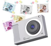 Fiorky Fotocamera Digitale, Mini Fotocamera Digitale HD da 48 MP Display IPS HD da 2,88 pollici Zoom Digitale 4x Fotocamera for Bambini Anti-Shak Videocamera 4K con Luce di Riempimento for