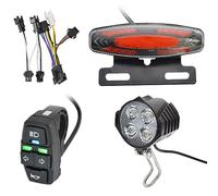 Fiorky Kit luce posteriore anteriore for bici elettrica 24-48V Set di luci posteriori for freno anteriore Ebike Installazione semplice professionale Accessori for biciclette elettriche