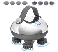 Fiorky Masseur électrique de tête de cuir chevelu avec 8 têtes amovibles, têtes de massage, pétrissage du cuir chevelu, appareil vibrant IPX7 étanche pour la croissance des cheveux, stress