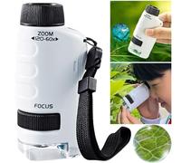 Fiorky Microscopio for Bambini Microscopio Tascabile Compatto con Luce LED Microscopio Portatile Ingrandimento 60x-120x Mini Microscopio Educativo Palmare for Apprendimento ed Esplorazione