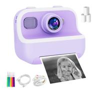 Fiorky Mini Fotocamera a Stampa Istantanea for Bambini Fotocamera Digitale con Doppio Obiettivo Giocattolo Schermo 2.4 Fotocamera Digitale for Bambini Video HD 1080P con 3 Rotoli di Carta da