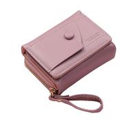 Fiorky Porta carte di credito tri-fold da donna in stile classico Portafoglio multifunzionale in tinta unita Portafoglio piccolo in pelle PU con chiusura a cerniera for lo shopping (Viola)