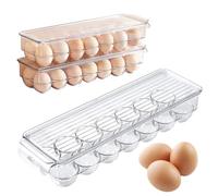 Fiorky Portauova da frigorifero Contenitore for uova Contenitore for uova impilabile Contiene 12/14 uova Organizzatore scorrevole for uova con coperchio for riporre la cucina (14 quadrati)