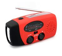 Fiorky Radio a manovella a energia solare, ricarica USB FM AM WB NOAA radio meteorologica 2000 mAh torcia LED torcia power bank (rosso)