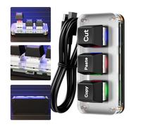 Fiorky RGB Mini tastiera a 3 tasti Taglia Copia Incolla Hotswap Ctrl X C V Tasti di scelta rapida Tastiera con una sola mano Tastiera meccanica da gioco USB Type-C Tastiera programmabile for