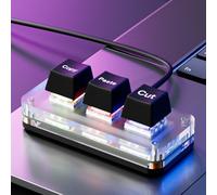 Fiorky RGB Mini tastiera a 3 tasti Taglia Copia Incolla Hotswap Ctrl X C V Tasti di scelta rapida Tastiera con una sola mano Tastiera meccanica da gioco USB Type-C Tastiera programmabile for