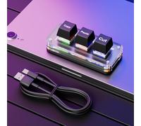 Fiorky RGB Mini tastiera a 3 tasti Taglia Copia Incolla Hotswap Ctrl X C V Tasti di scelta rapida Tastiera con una sola mano Tastiera meccanica da gioco USB Type-C Tastiera programmabile for