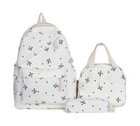 Fiorky - Set di 3 zaini per ragazze adolescenti, con papillon, zaino per scuola universitaria con portapranzo e astuccio, zaini per la scuola per studenti elementari e medi, zaino da viaggio borsa a