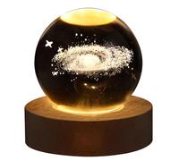 Fiorky Sfera di cristallo a LED Luce notturna Sistema della Via Lattea Sfera di cristallo Sistema solare incisa 3D Sfera di cristallo con base in legno Ricarica USB for decorazioni for la ca