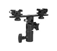 Fiorky Supporto for flash con doppia staffa for flash caldo Supporto for flash for flash con doppia slitta da 1/4" a 3/8" con 2 supporti for flash a forma di T con staffa for flash doppio