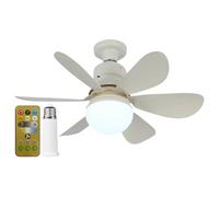 Fiorky Ventilatori da Soffitto con Luci e Telecomando, Ventilatore con Attacco E27 Base E27 42 cm Lampadina LED Ventilatore da Soffitto 3 velocità Dimmerabile for Camera da Letto Soggiorno C