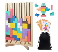Fiotha Puzzle 3D di Legno Tetris, Tetris Puzzle Bambini, Tetris in Legno, Intelligenza Jigsaw, Gioco di Impilamento Tetris, Giochi Montessori, Regali per Bambini