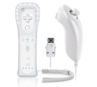 FIOTOK Telecomando Wii con Nunchuck, controller Wii con Nunchuck compatibile con Nintendo Wii/Wii U con custodia in silicone e cinturino da polso, bianco