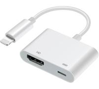 FIOUSY Adattatore da Lightning a HDMI per iPhone, Plug & Play, convertitore schermo 1080P con porta di ricarica, compatibile con proiettore/monitor/TV, da Lightning a HDMI (senza bisogno di