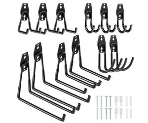 Fippy 12 Pezzi Ganci per Garage da Muro Ganci a Doppia Parete Resistenti, 5 Taglie Multifunzione con Viti di Montaggio, Applica a Box Auto Giardino Stanza Degli Attrezzi