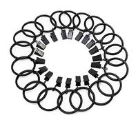 Fippy 20 Pezzi Anelli per Tende con Ganci, Anelli per Tende Neri in Metallo, Anelli per Tende con Clip per Tende e Canne, 38mm Diametro Interno