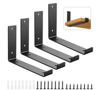 Fippy 4 Pezzi Staffe per Mensole Pesanti 25cm Supporto per Mensola Nero Staffe a Muro per Mensole Staffe per Mensole a Scomparsa per la Casa, la Cucina e l'ufficio (250 x 140 mm)