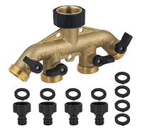 Fippy 4 vie Adattatore per rubinetto Connettore per rubinetto in ottone massiccio, Splitter per tubi da giardino con valvole di accensione e spegnimento individuali