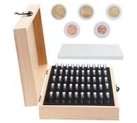 Fippy Capsule per Monete, Scatola per Raccolta di Monete in Legno, Portamonete da Collezione, Portamonete in Legno per Collezionisti 18mm, 21mm, 25mm, 27mm, 30mm (50 Capsule per Monete)