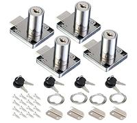 Fippy Set di 4 lucchetti per mobili da 32 mm, con chiave universale, serratura a vite, serratura per mobili, armadi, scrivania
