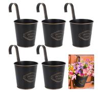 Fippy Vasi da fiori in ferro in metallo per piante sospese da esterno con gancio rimovibile per balcone, recinzione, giardino, decorazione per la casa (vintage 5 pezzi), 5 pezzi