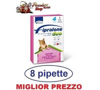 Fipralone Duo 8 pipette antiparassitario per gatto/gatti contro pulci e zecche