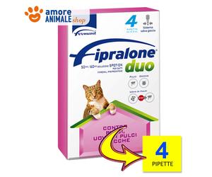 Fipralone Duo Gatto 4 PIPETTE - Antiparassitario Gatti contro pulci e zecche