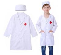 FIQLUL Camice Bianco da Laboratorio per Bambini, Set Costume da Dottore e Infermiere con Cappello per Bimbi 3-10 Anni, Vestito di Carnevale e Halloween per Giochi di Ruolo, Regalo per Feste