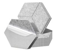Fiqops 12 pannelli acustici esagonali, autoadesivi, grigio argento, ad alta densità, assorbitori acustici, per decorazione da parete e isolamento acustico, decorazione per la casa (30 x 26 x 0,9 cm)