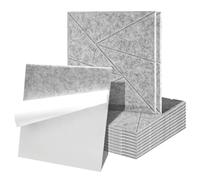 Fiqops 12 pannelli acustici quadrati autoadesivi grigio argento, ad alta densità, assorbenti acustici, salvaspazio, per decorazione da parete e isolamento acustico, decorazione per la casa (30 x 30 x