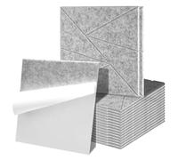 Fiqops 24 pannelli acustici quadrati autoadesivi grigio argento, ad alta densità, pannelli acustici sottili per decorazione da parete e isolamento acustico, decorazione per studio e casa (30 x 30 x