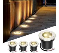 Fiqops 4x Faretti da pavimento esterni con LED 3W Bianco caldo IP65,faretti incasso tondi neri opachi,carrabili 230V,perfetti per giardino,piscina,piante e illuminazione esterna