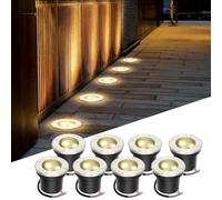 Fiqops 8x Faretti da pavimento esterni con LED 3W Bianco caldo IP65,faretti incasso tondi neri opachi,carrabili 230V,perfetti per giardino,piscina,piante e illuminazione esterna
