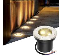 Fiqops Faretti da pavimento esterni con LED 3W Bianco caldo IP65,faretti incasso tondi neri opachi,carrabili 230V,perfetti per giardino,piscina,piante e illuminazione esterna