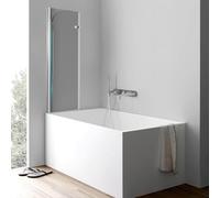 Fiqops Parete doccia per vasca da bagno, 100 x 140 cm, 2 pezzi, pieghevole, con vetro di sicurezza ESG da 6 mm, per vasca da bagno (argento trasparente), in vetro con vasca da bagno