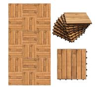 Fiqops Piastrelle in legno, 30 x 30 cm, 22 pezzi, 2 ㎡, per terrazze, terrazze, mosaico per giardino, patio, balcone (6 listelli)