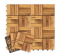 Fiqops Piastrelle in legno per balcone, 30 x 30 cm, in legno di acacia, 44 pezzi, 4 ㎡, per terrazze, terrazze, mosaico, per giardino, patio, balcone (12 listelli)