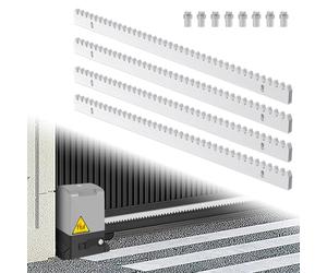 Fiqops Rack per cancello scorrevole apriporta cancello scorrevole 4M 8 pezzi (ogni 50 cm di lunghezza), acciaio zincato, argento
