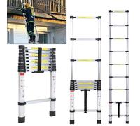 Fiqops Scala telescopica da 2,6 m, in alluminio antiscivolo, 150 kg/330 libbre, portata scala allungabile, scala in alluminio con maniglia per il trasporto