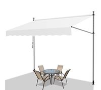 Fiqops Tenda da Sole, 300x120cm Parasole per Balcone Veranda a Manovella Telo Retrattile Resistente ai Raggi UV Altezza Regolabile Senza Forare, Beige