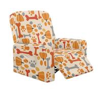 Fiqyvagox 4 coprisedia reclinabili per autunno autunno e autunno, con zampa di osso di zucca, beige, con tasca, antiscivolo, elasticizzato, per divano a 1 posto, per animali domestici