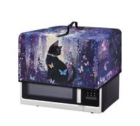Fiqyvagox Copertura antipolvere per forno a microonde con gatto e farfalla, in tela, protezione decorativa per elettrodomestici da cucina, anti-macchie di olio, leggera, antipolvere, S